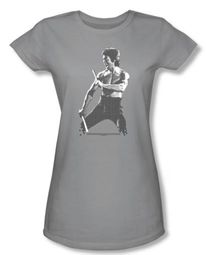 Bruce Lee Juniors T-shirt Chinese Characters Silver