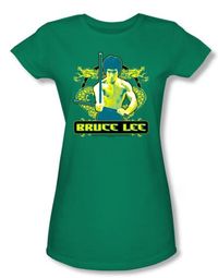 Bruce Lee Juniors T-shirt Double Dragons Kelly Green