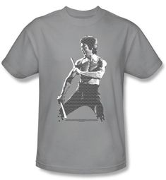 Bruce Lee Kids T-shirt Youth Chinese Characters Silver