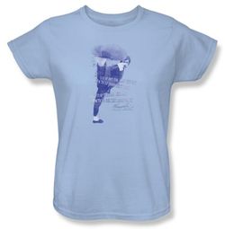 Bruce Lee Ladies T-shirt 10,000 Kicks Saying Light Blue