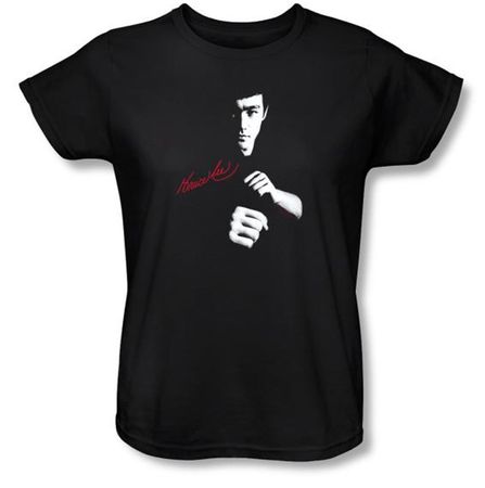 Bruce Lee Ladies T-shirt Dragon Awaits Black