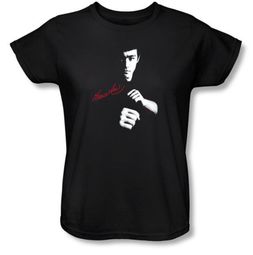 Bruce Lee Ladies T-shirt Dragon Awaits Black