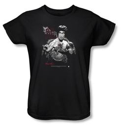 Bruce Lee Ladies T-shirt Fearless Dragon Black