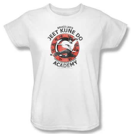 Bruce Lee Ladies T-shirt Jeet Kune Do Kung Fu Academy White