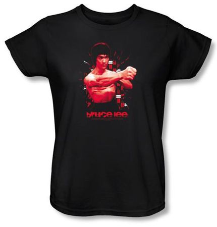 Bruce Lee Ladies T-shirt Shattering Fist Black