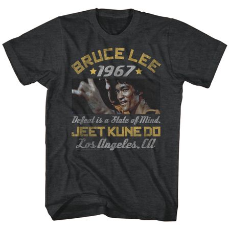 Bruce Lee Shirt Defeat Is A State Of Mind Heather Black T-Shirt