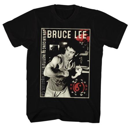 Bruce Lee Shirt Flexing Black T-Shirt