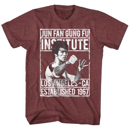 Bruce Lee Shirt Jun Fan Gung Fu Institute Heather Maroon T-Shirt