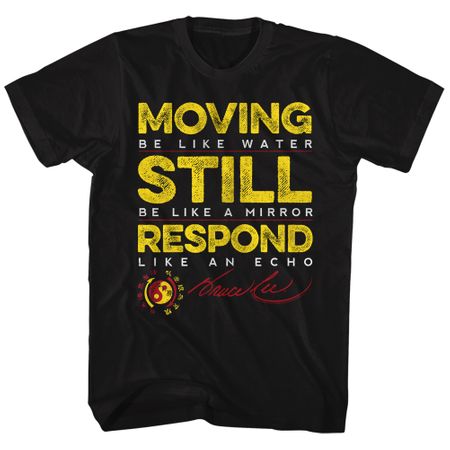 Bruce Lee Shirt Moving Still Respond Black T-Shirt