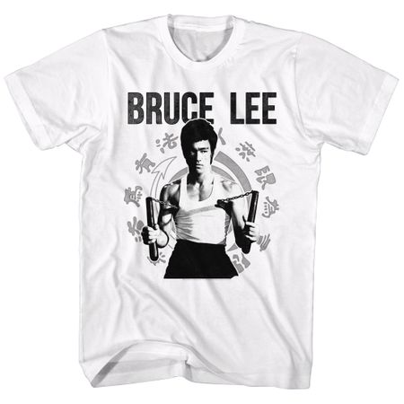 Bruce Lee Shirt Numchucks White T-Shirt