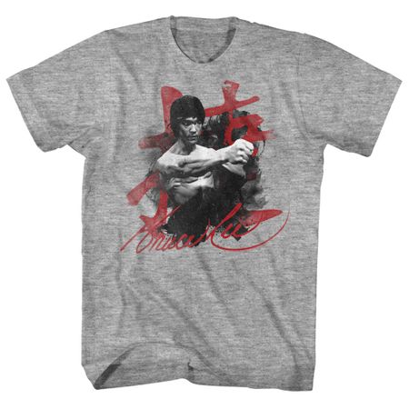 Bruce Lee Shirt Red Letters Athletic Heather T-Shirt