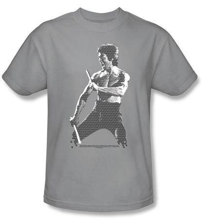Bruce Lee T-shirt Adult Chinese Characters Silver