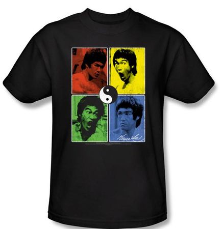 Bruce Lee T-shirt Adult Enter Color Block Black