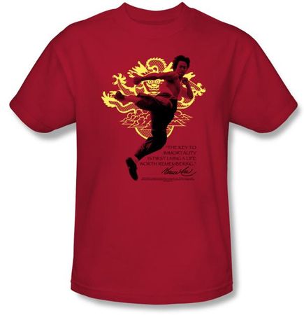 Bruce Lee T-shirt Adult Immortal Dragon Red