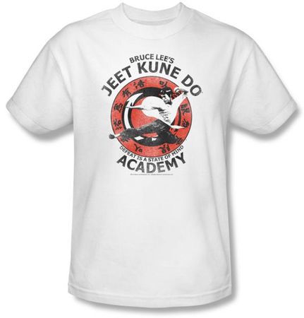 Bruce Lee T-shirt Adult Jeet Kune Do Kung Fu Academy White