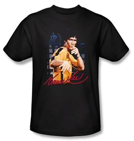 Bruce Lee T-shirt Adult Yellow Jumpsuit Black