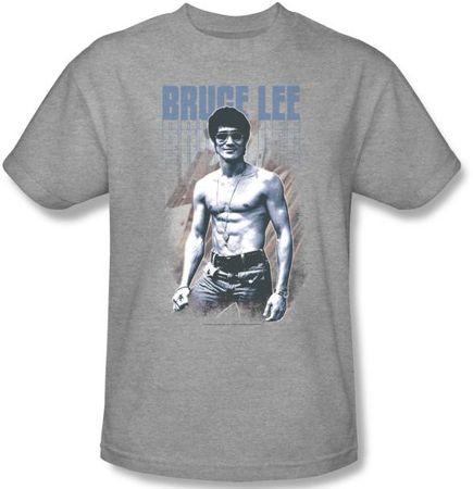 Bruce Lee T-shirt - Wearing Jeans Heather Gray Shirt