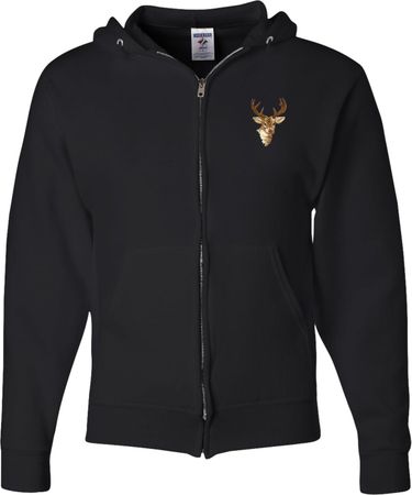 Buck Deer Patch Pocket Print Full Zip Hoodie