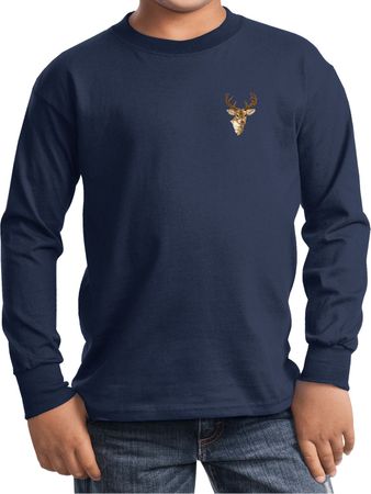 Buck Deer Patch Pocket Print Kids Long Sleeve