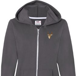 Buck Deer Patch Pocket Print Ladies Full Zip Hoodie