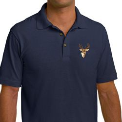 Buck Deer Patch Pocket Print Mens Pique Polo Buck Deer Patch Pocket Print Mens Pique Polo