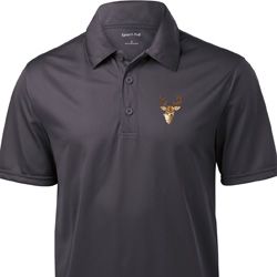 Buck Deer Patch Pocket Print Mens Textured Polo Buck Deer Patch Pocket Print Mens Textured Polo