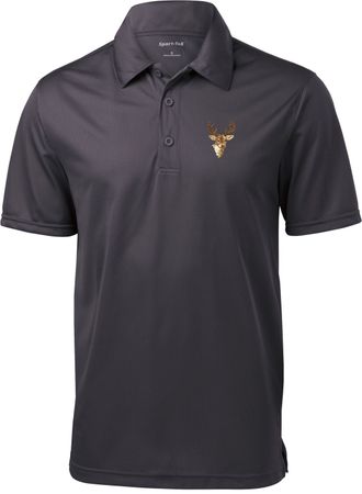 Buck Deer Patch Pocket Print Mens Textured Polo