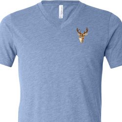 Buck Deer Patch Pocket Print Mens Tri Blend V-neck Buck Deer Patch Pocket Print Mens Tri Blend V-neck