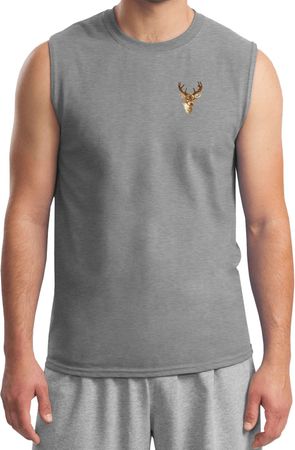 Buck Deer Patch Pocket Print Muscle Shirt