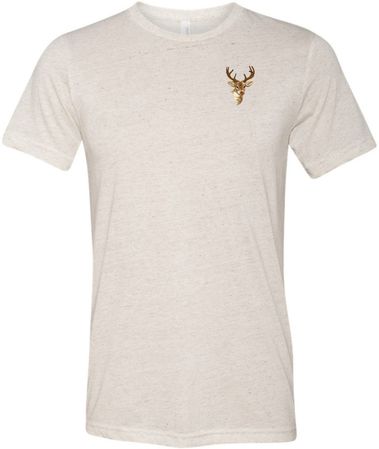 Buck Deer Patch Pocket Print Tri Blend T-shirt