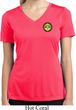 Buddha Eyes Patch Pocket Print Ladies Moisture Wicking V-neck Shirt