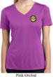 Buddha Eyes Patch Pocket Print Ladies Moisture Wicking V-neck Shirt