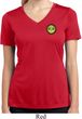 Buddha Eyes Patch Pocket Print Ladies Moisture Wicking V-neck Shirt