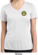 Buddha Eyes Patch Pocket Print Ladies Moisture Wicking V-neck Shirt