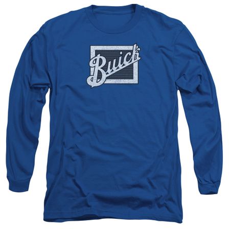 Buick Long Sleeve Shirt Distressed Emblen Royal Blue Tee T-Shirt