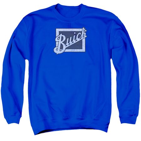 Buick Sweatshirt Distressed Emblen Adult Royal Blue Sweat Shirt