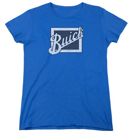 Buick Womens Shirt Distressed Emblen Royal Blue T-Shirt