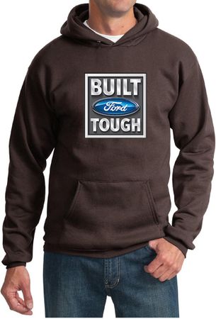 Built Ford Tough Hoodie Ford Logo Mens Dark Chocolate Brown Hoody