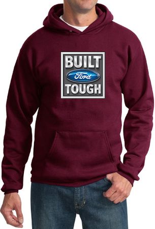 Built Ford Tough Hoodie Ford Logo Mens Maroon Hoody