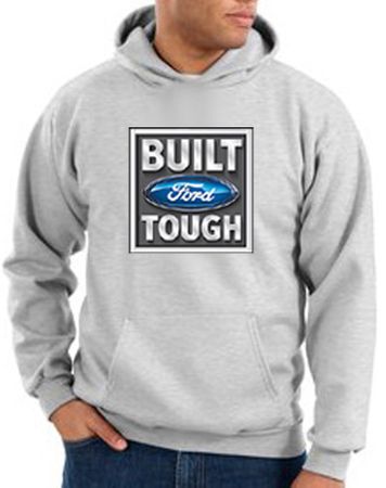 Built Ford Tough Hoodie Hooded Sweatshirt - Ford Logo Adult Ash Hoody