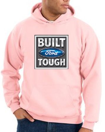 Built Ford Tough Hoodie Hooded Sweatshirt - Ford Logo Adult Pink Hoody