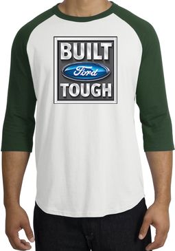 Built Ford Tough Raglan Shirt - Ford Logo Adult White/Forest T-Shirt