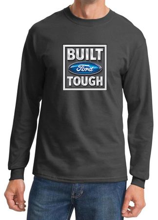 Built Ford Tough Shirt Ford Logo Mens Charcoal Long Sleeve Tee T-Shirt
