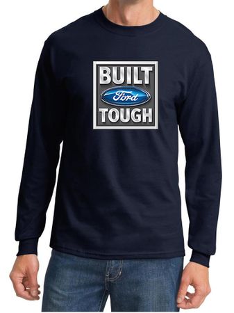 Built Ford Tough Shirt Ford Logo Mens Navy Long Sleeve Tee T-Shirt