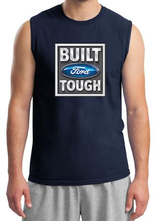 Built Ford Tough Shirt Ford Logo Mens Navy Muscle Tee T-Shirt