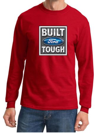 Built Ford Tough Shirt Ford Logo Mens Red Long Sleeve Tee T-Shirt