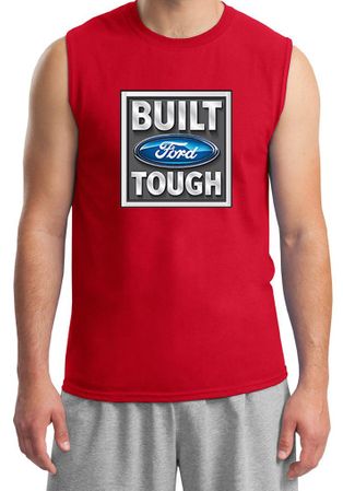 Built Ford Tough Shirt Ford Logo Mens Red Muscle Tee T-Shirt