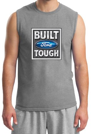 Built Ford Tough Shirt Ford Logo Mens Sports Grey Muscle Tee T-Shirt