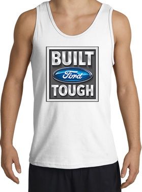 Built Ford Tough Tank Top - Ford Logo Adult White Tanktop