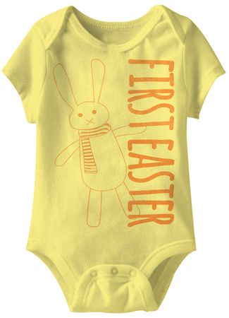 Bunny First Easter Funny Baby Romper Yellow Infant Babies Creeper